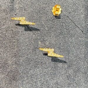 Maria Tash Gold pair of Lightning Bolt Earrings